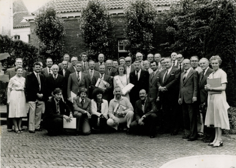Koninklijke fanfare Sint-Martinus naar aanleiding van diploma gouvernement, Balegem, 1979