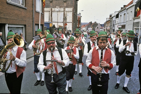 Carnavalsgroep Drie Koningen in thema 'Tirol', Merelbeke 1979
