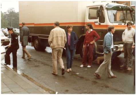 Chaos na ongeval met wagen, Merelbeke, 1982.