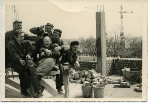 Arbeiders op travaux, Koekelberg, 1960