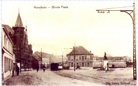 Tram van de lijn Gent-Geraardsbergen, Merelbeke, Voor 1935. 