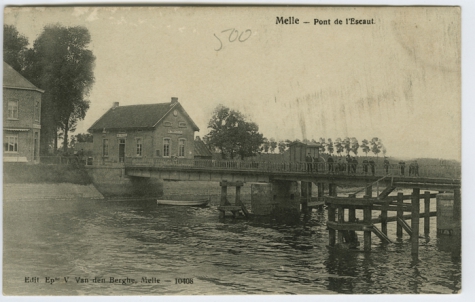 Brug over de Schelde te Melle in 1906 Brug over de Schelde te Melle in 1906