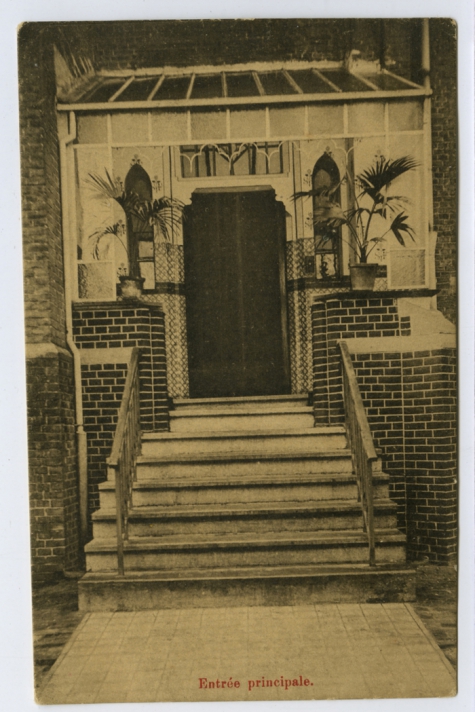 Hoofdingang, Pensionaat, Sint Franciscus, Melle Vogelhoek, 1909 