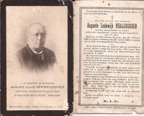 Bidprentje Auguste Lodewijk Verbrugghen, Sint-Lievens-Houtem, 1901