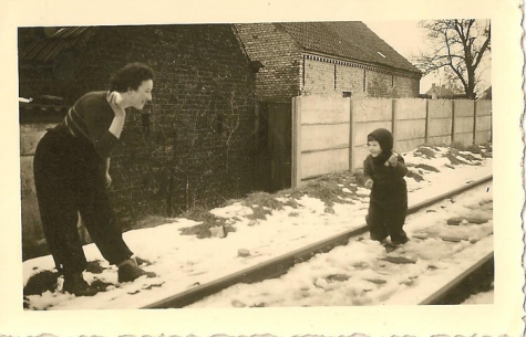Trambaan in de sneeuw, Sint-Lievens-Houtem, 1950