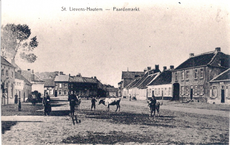 "De Plaetse van Boven", Marktplein, Sint-Lievens-Houtem, 1909