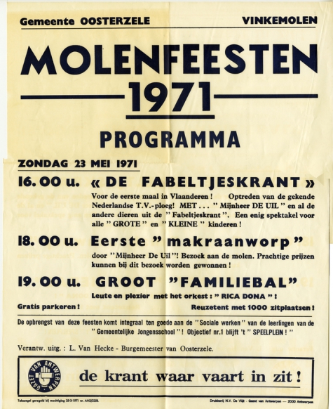 Affiche Molenfeesten, Oosterzele, 1971