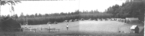 Panoramabeeld kampterrein chiro Melle, Willerzie, 1974