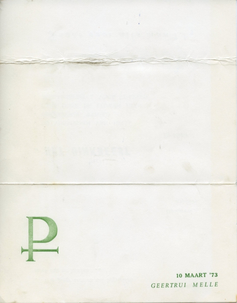 Programma groepsfeest chiro Geertrui, Melle, 1973