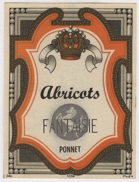 Flessenlabel limonade likeurstokerij Ponnet, Sint-Lievens-Houtem, 1930-1950
