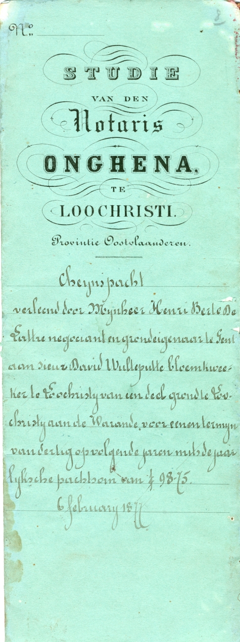 Cheyns pacht aan familie Wulteputte, Lochristi, 1877