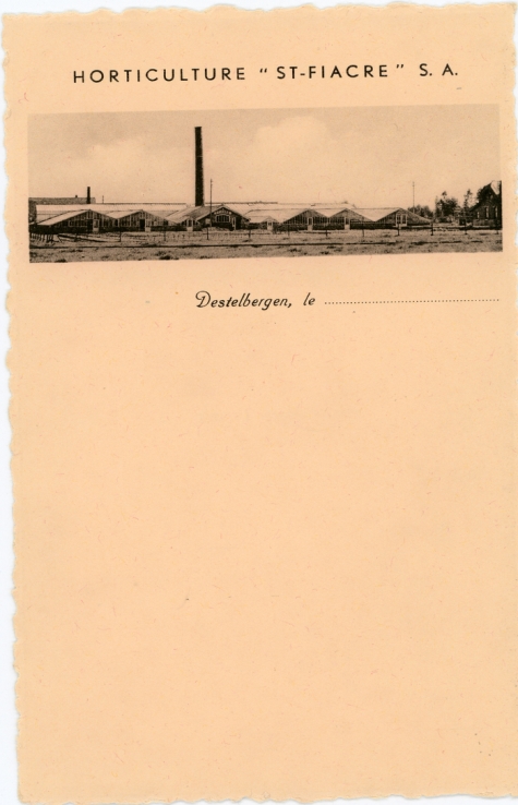 Briefpapier van bloemisterij St-.Fiacre, Destelbergen, na WO II

