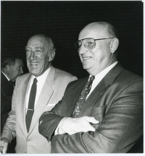 Burgemeester Jean De Schryver en Hilaire Schoonjans, Lochristi, oktober 1990