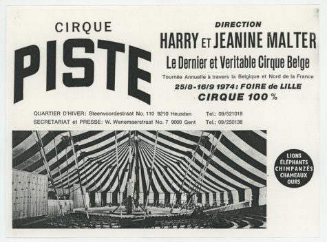 Affiche om de voorstellingen van Circus Piste in Lille aan te kondigen