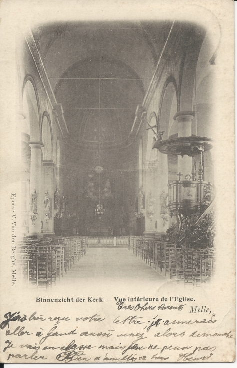Binnenzicht der Kerk - Vue intérieure de l'Eglise. / Melle,