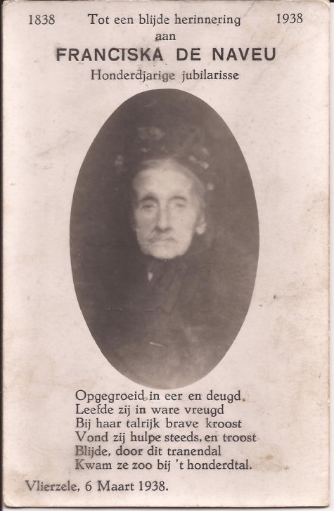 Honderdjarige jubilarisse, Sint-Lievens-Houtem, 1938