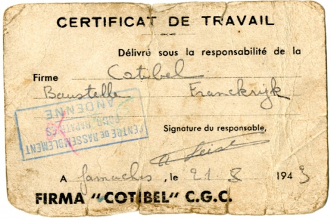 Arbeidscertificaat Livien De Landsheer, Sint-Lievens-Houtem, 1943