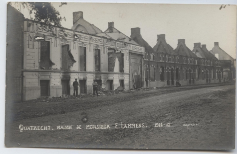 Uitgebrand huis van Mr. E. Lammens, Melle, Kwatrecht, 1914