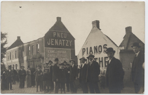 Huizen uitgebrand tijdens veldslag te Kwatrecht, Melle, 1914