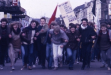 Leden chiro Melle op betoging, Brussel, 1982