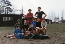 Leiding en rakkers chiro Melle aan de lokalen, Melle, 1980