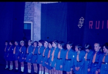 Groepsfeest chiromeisjes thema Ruimte, Melle, 1965-1966 Groepsfeest chiromeisjes thema Ruimte, Melle, 1965-1966