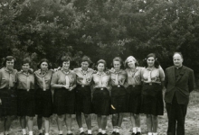 Chiro Melle Geertrui. De leiding op kamp in Geel, 1967.