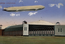 Dubbele zeppelinloods in Leipzig, 1915