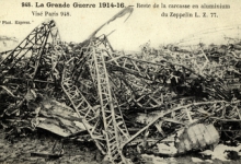 Resten van de zeppelin LZ77, 1916