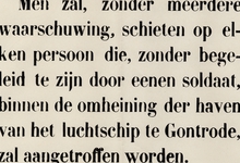 Waarschuwing bij het betreden van het vliegveld van Gontrode, 1915