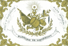 Porseleinkaart Harmonie Lochristi aan Dhr. Maximiliaan Vanden Plas, 1843