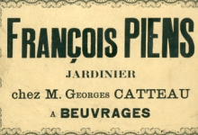 Visitekaartje van François Piens, Destelbergen, eind 19e eeuw Visitekaartje van François Piens, Destelbergen, eind 19e eeuw