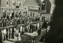 Aankomst Grote Prijs beroepsrenners, Scheldewindeke, 1951