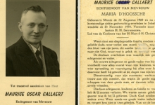 Tot troostvol aandenken van Heer Maurice Oscar Callaert, Scheldewindeke, 1954