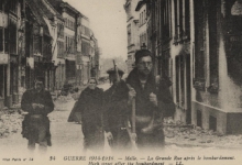 Hoogstraat na bombardement, Melle, 1914