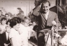 Burgemeester Otte op de dag van zijn inhuldiging, Sint- Lievens- Houtem, 1959