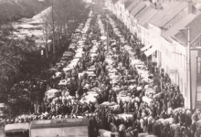 Jaarmarkt van bovenaf gezien, Sint-Lievens-Houtem, 1967 Jaarmarkt van bovenaf gezien, Sint-Lievens-Houtem, 1967