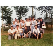 'Vriendenkring Duivenliefhebbers Landskouter', prijsuitreiking na de duivenvlucht, Oosterzele, 1984