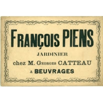 Visitekaartje van François Piens, Destelbergen, eind 19e eeuw
