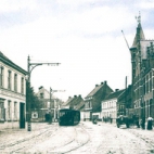 Tram van de lijn Gent-Geraardsbergen, Merelbeke. Voor 1935.