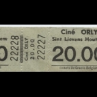 Toegangskaart cinema Orly, Sint-Lievens-Houtem, 1960-1969