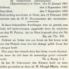 Bidprentje zuster Marie Agatha
