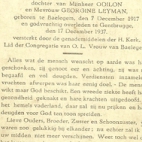 Bidprentje Francine Geers, Gentbrugge, 1937